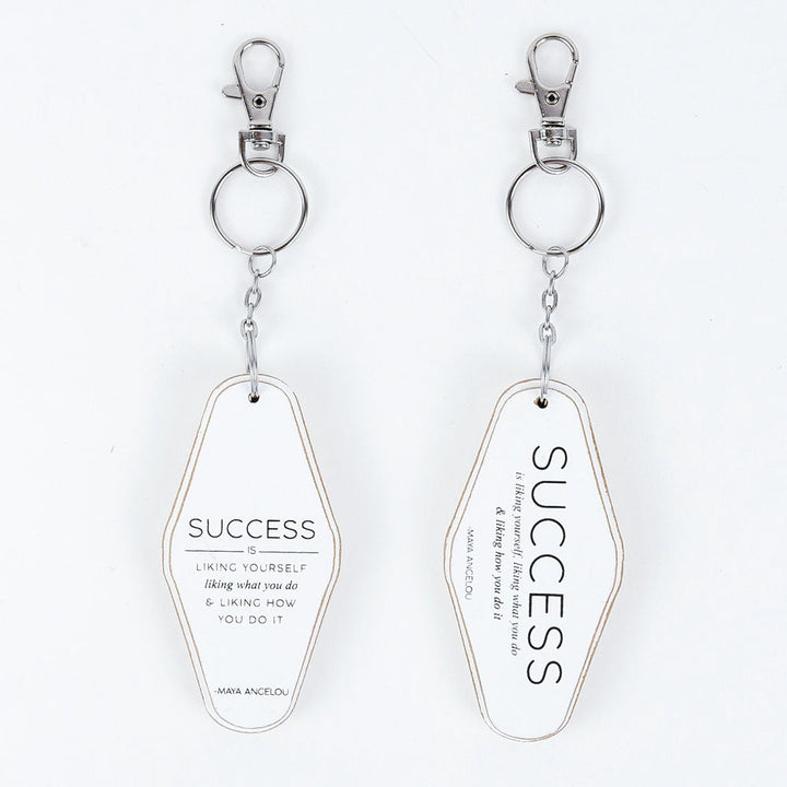 Inspiring Messages Reversible Wood Keychain - Success is liking yourself