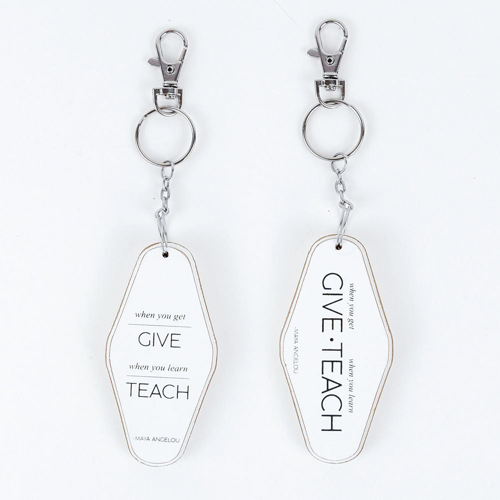 Inspiring Messages Reversible Wood Keychain - When you learn, Teach