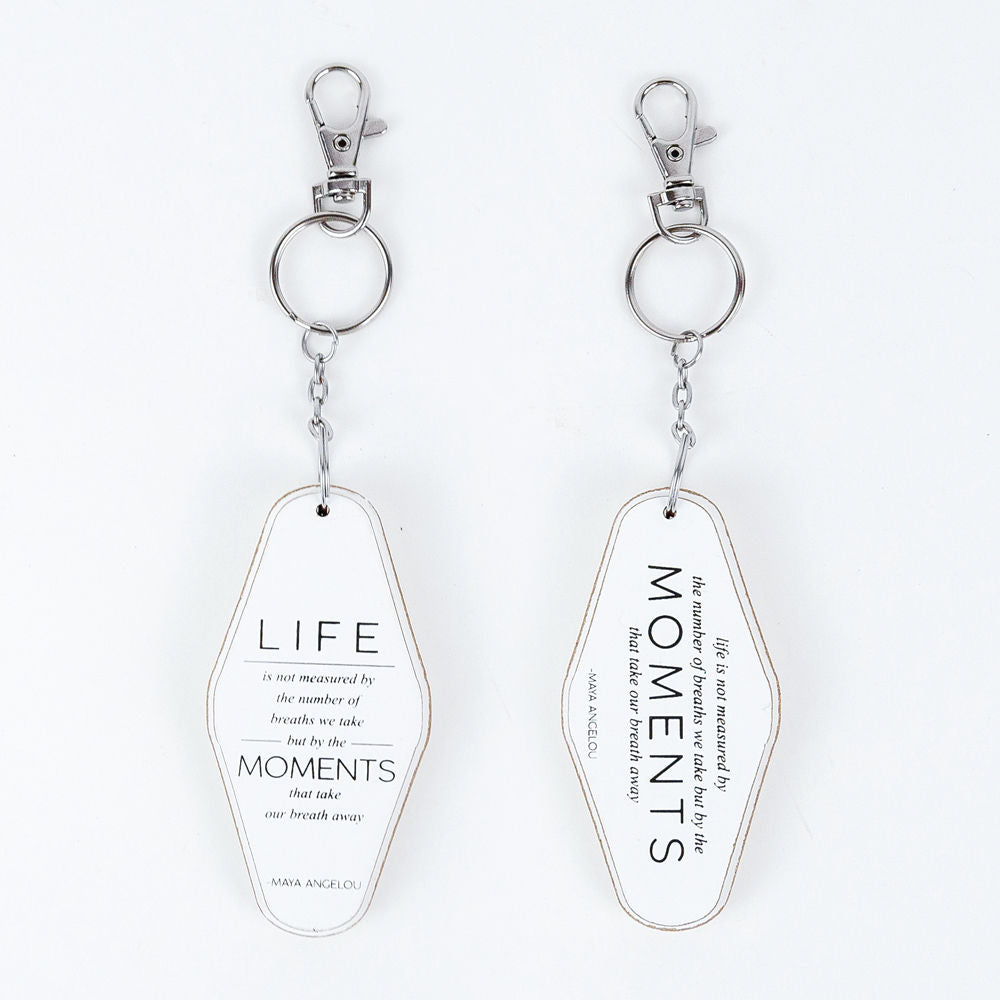 Inspiring Messages Reversible Wood Keychain - Moments that take our breath away