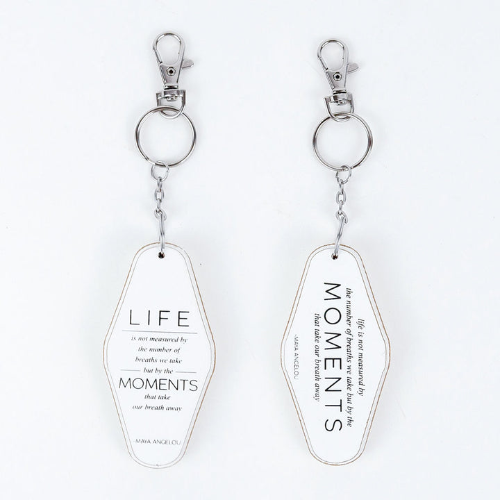 Inspiring Messages Reversible Wood Keychain - Moments that take our breath away