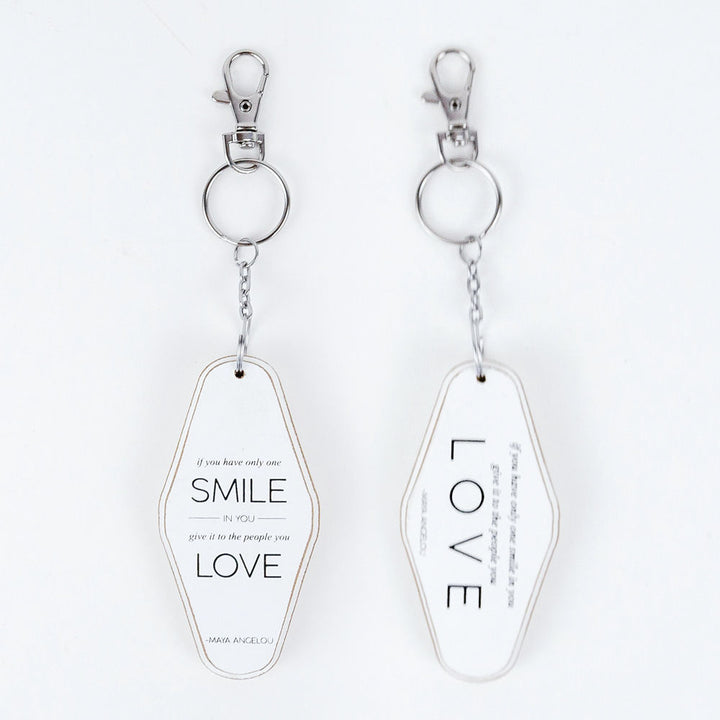 Inspiring Messages Reversible Wood Keychain - If you only have one smile