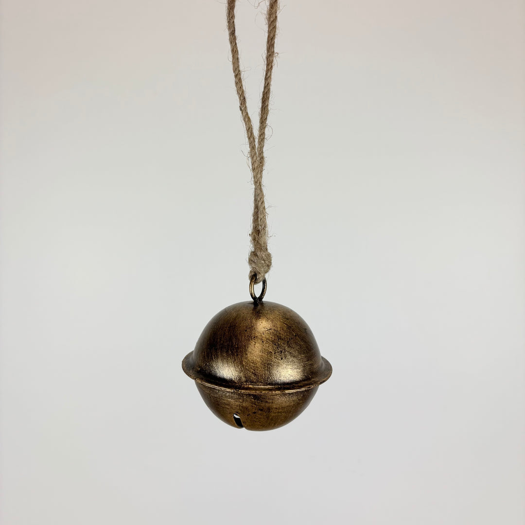 Antiqued Gold Jingle Bell Ornament - 2 Sizes