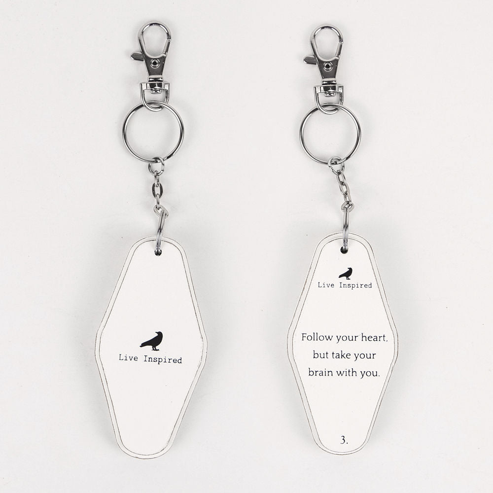 Inspiring Messages Wood Keychain - Follow your heart, but take your brain