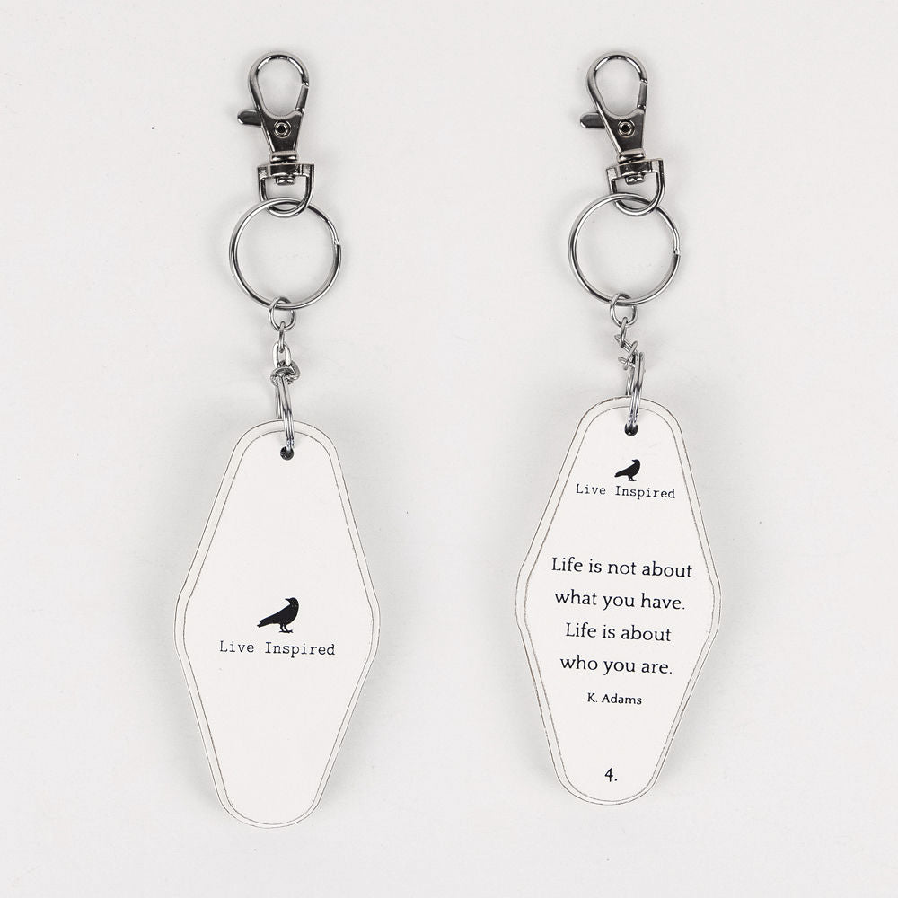 Inspiring Messages Wood Keychain - Life is not about what you have
