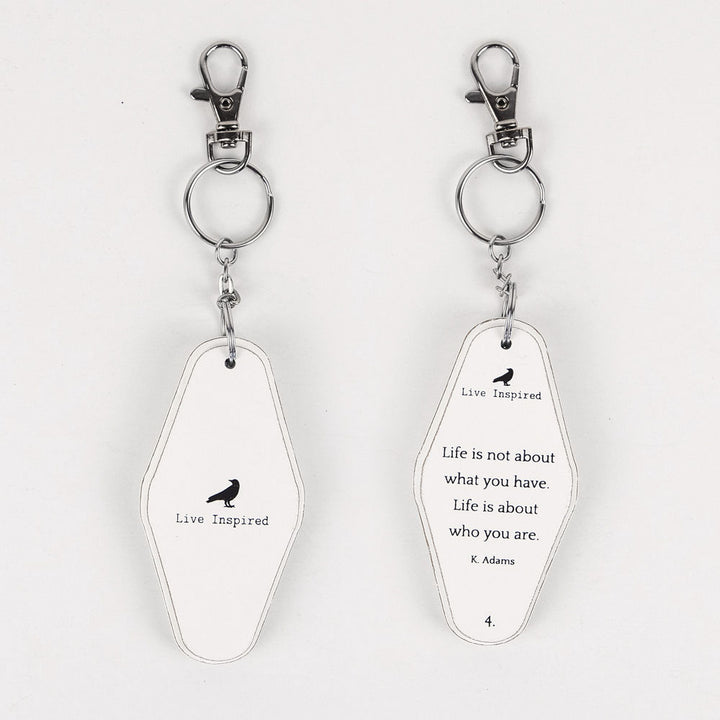 Inspiring Messages Wood Keychain - Life is not about what you have