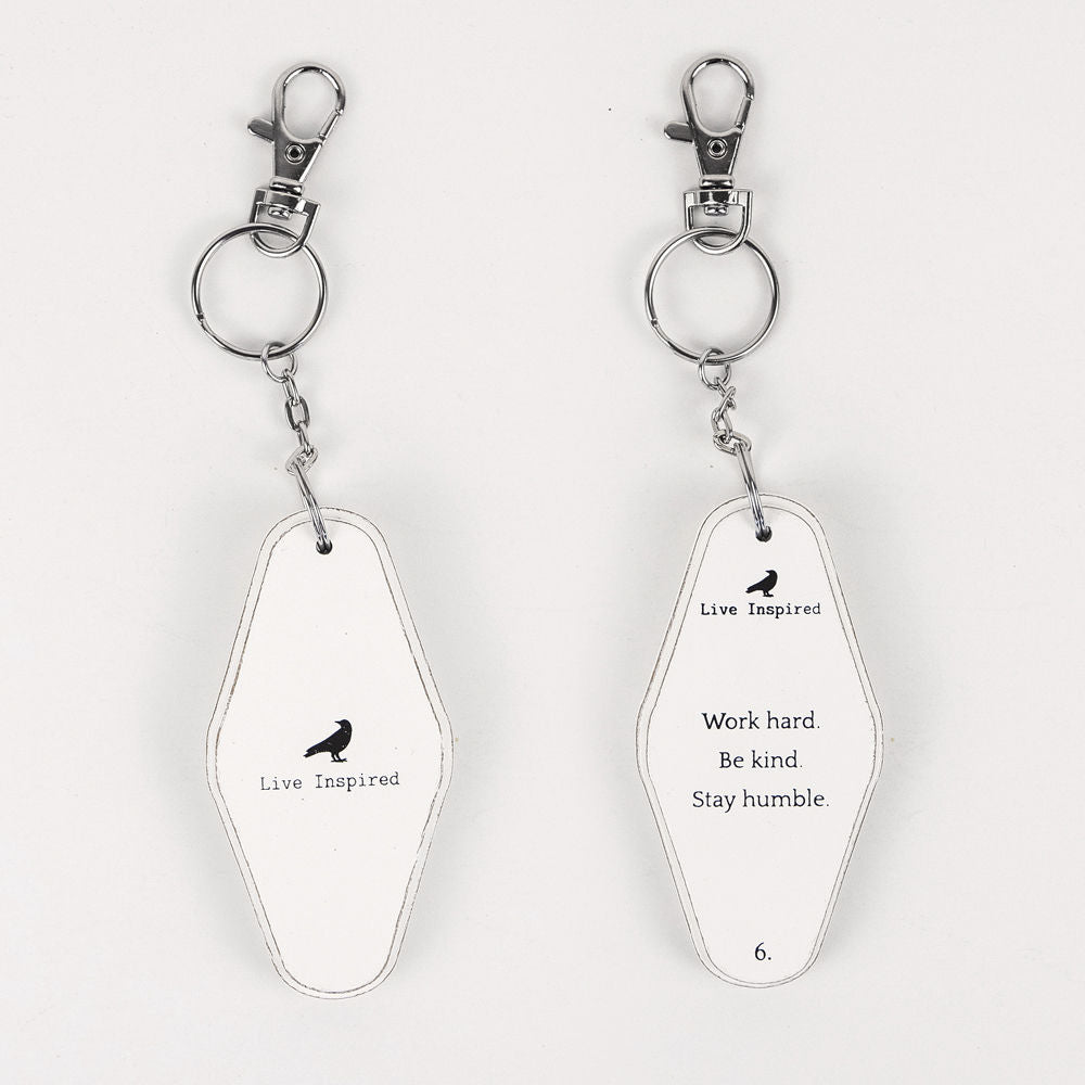 Inspiring Messages Wood Keychain - Work hard, be kind