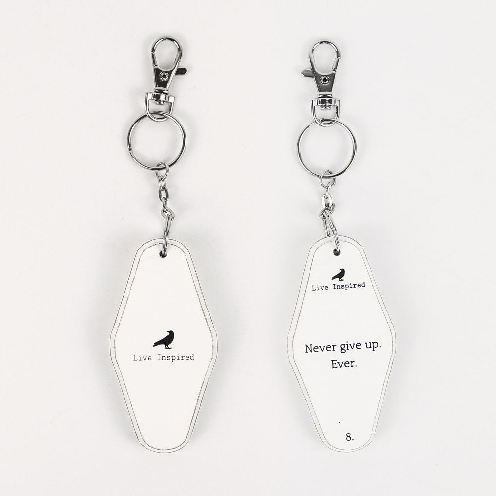 Inspiring Messages Wood Keychain - Never give up