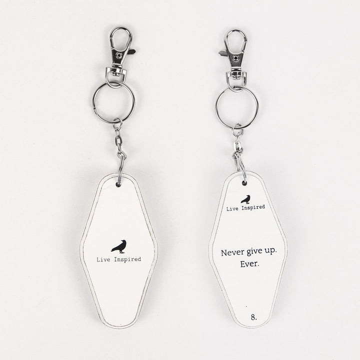 Inspiring Messages Wood Keychain - Never give up