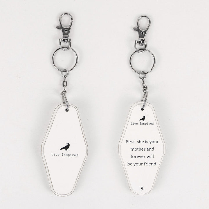Inspiring Messages Wood Keychain - First, she is your mother