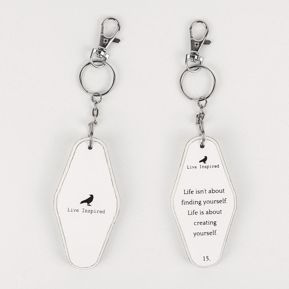 Inspiring Messages Wood Keychain - Life is about creating yourself