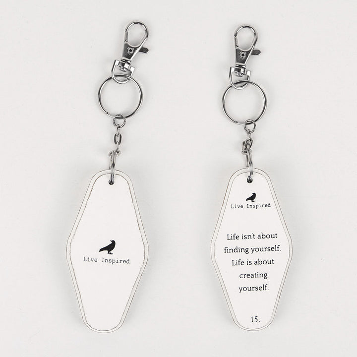 Inspiring Messages Wood Keychain - Life is about creating yourself
