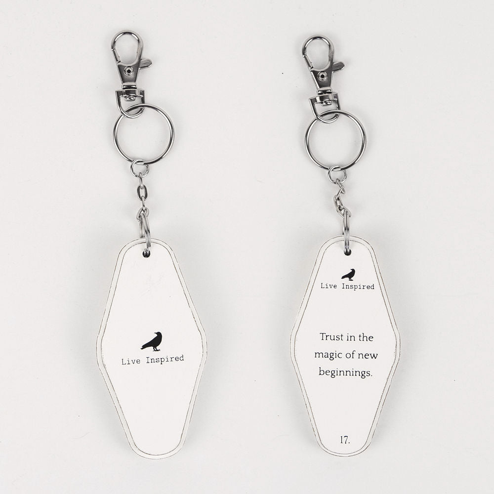 Inspiring Messages Wood Keychain - Trust in the magic of new beginnings