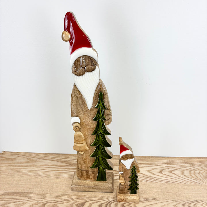 Mango Wood Santa with Tree - 2 Sizes