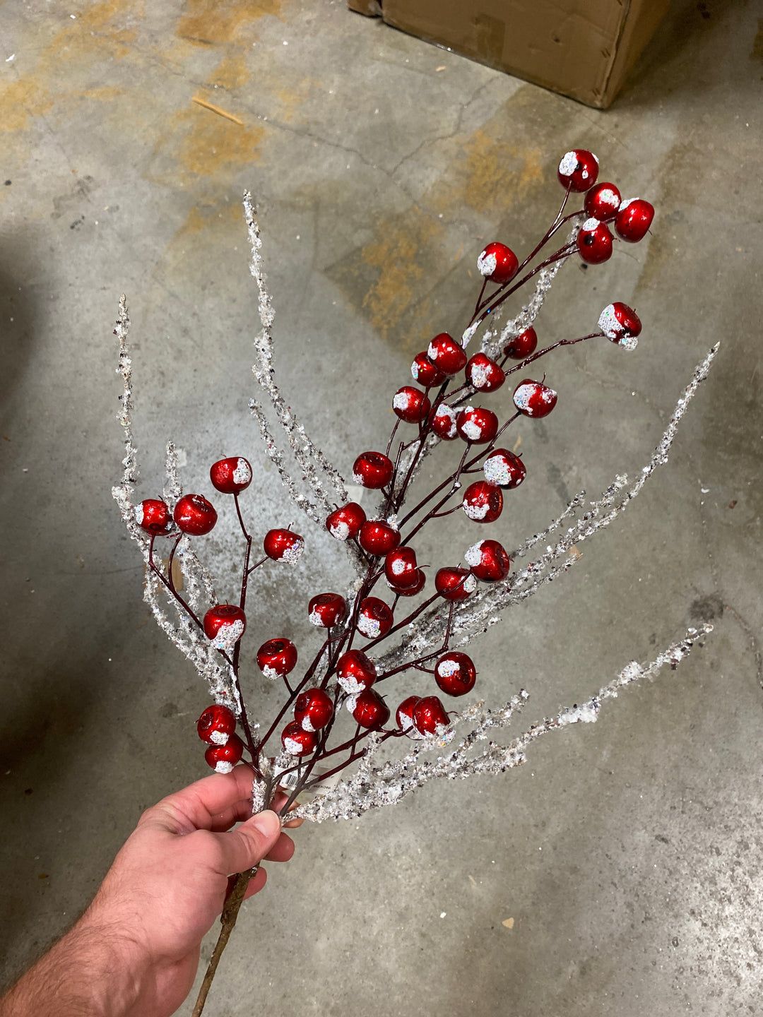 Snowy Red Berry Spray