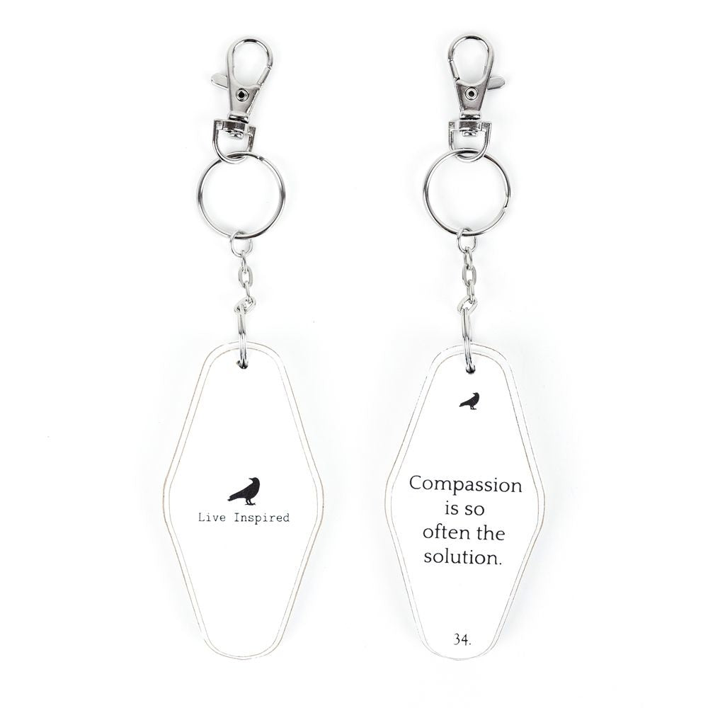 Inspiring Messages Wood Keychain - Compassion is often the solution