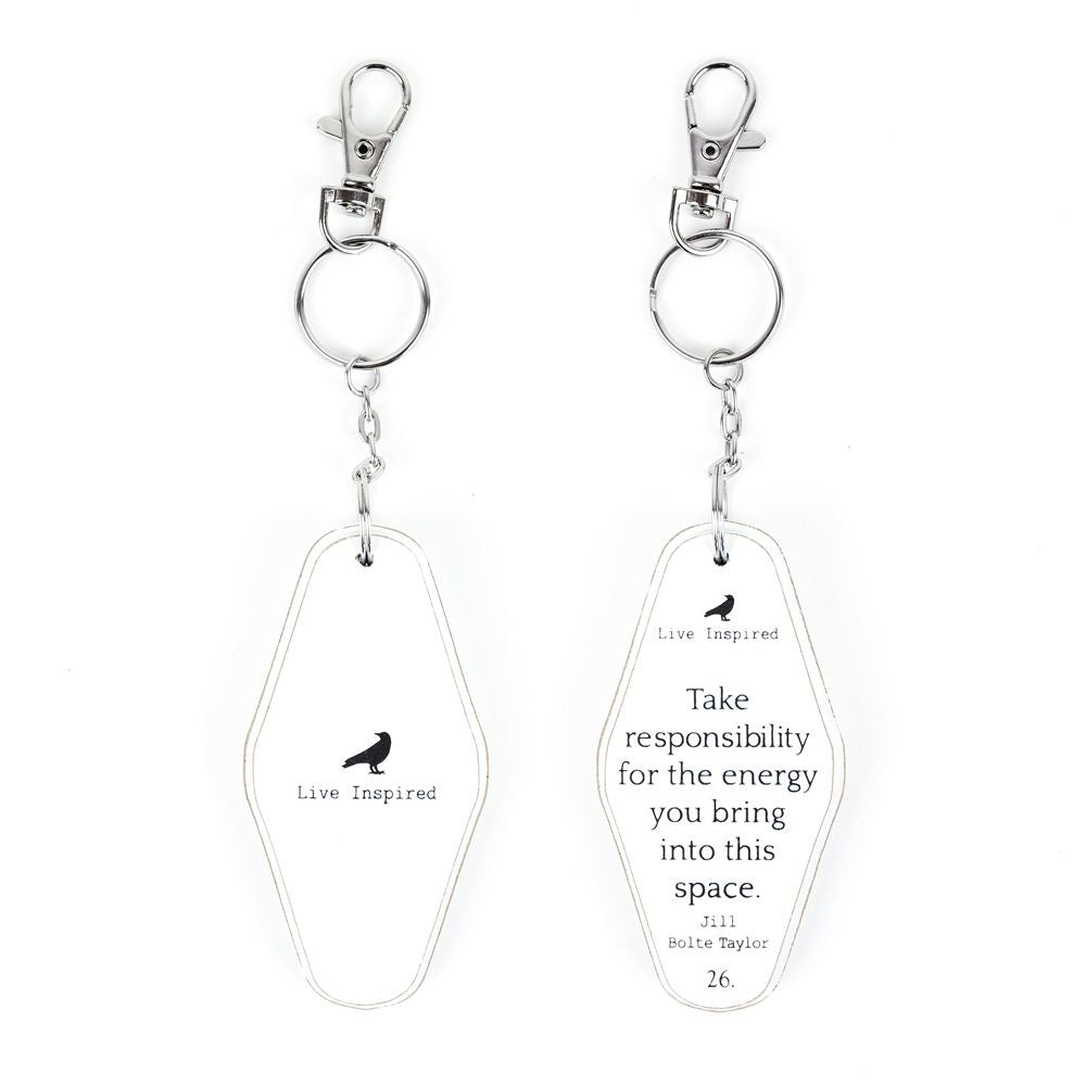 Inspiring Messages Wood Keychain - Take responsibility for the energy