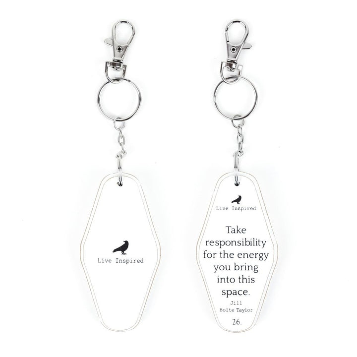 Inspiring Messages Wood Keychain - Take responsibility for the energy