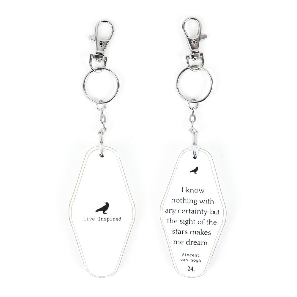 Inspiring Messages Wood Keychain - Stars make me dream
