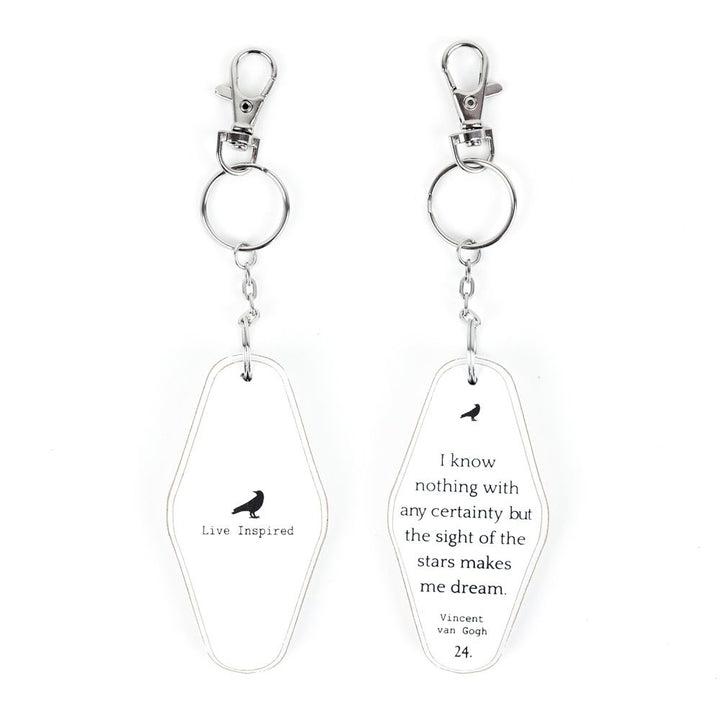 Inspiring Messages Wood Keychain - Stars make me dream