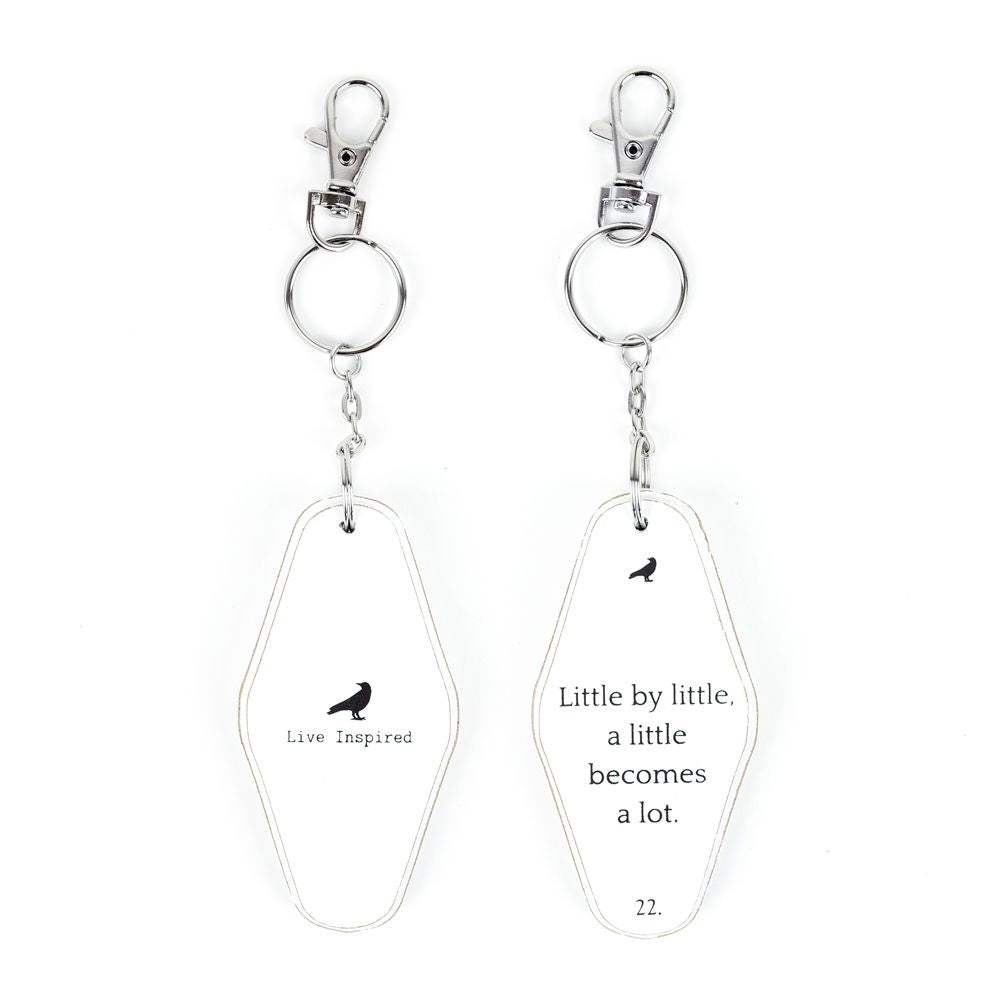Inspiring Messages Wood Keychain - Little by little