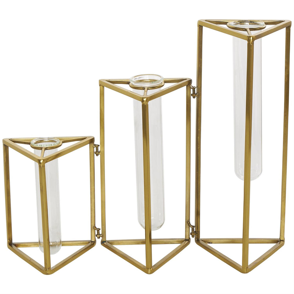 Gold Stainless Steel Metal Foldable Test Tube Vase