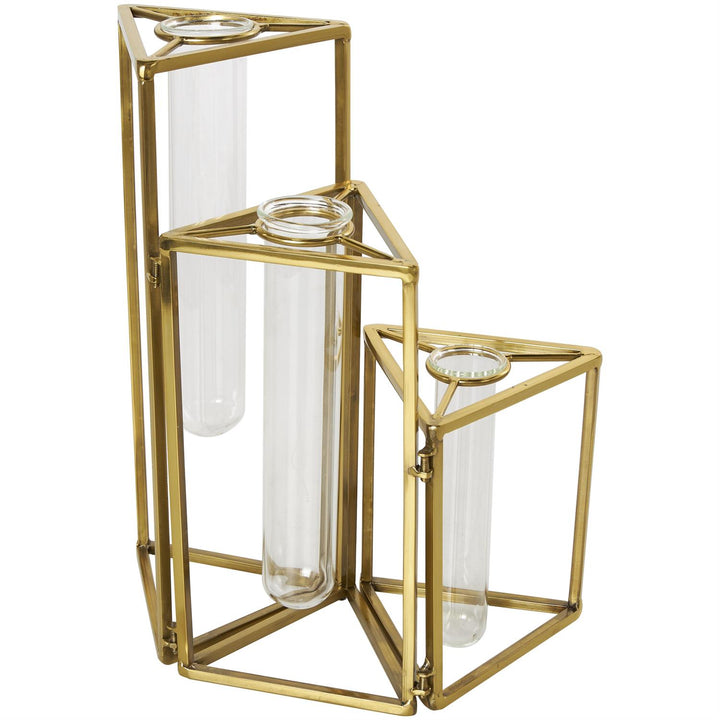 Gold Stainless Steel Metal Foldable Test Tube Vase