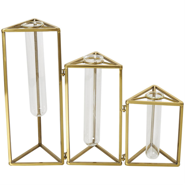 Gold Stainless Steel Metal Foldable Test Tube Vase