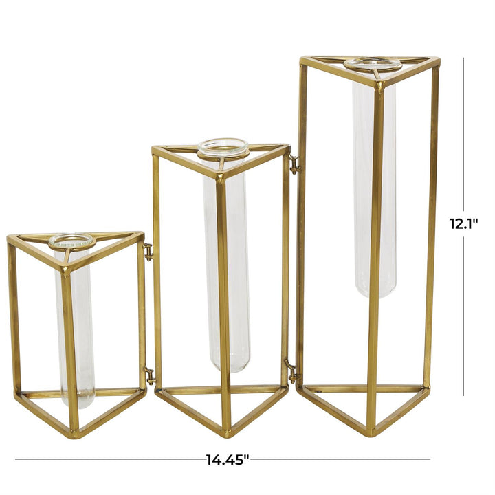 Gold Stainless Steel Metal Foldable Test Tube Vase