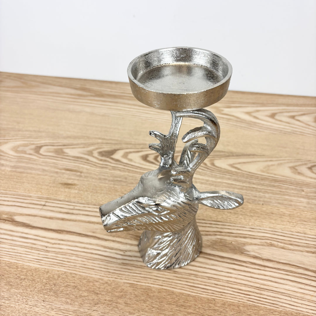 Cast Aluminum Deer Head Candle Holder