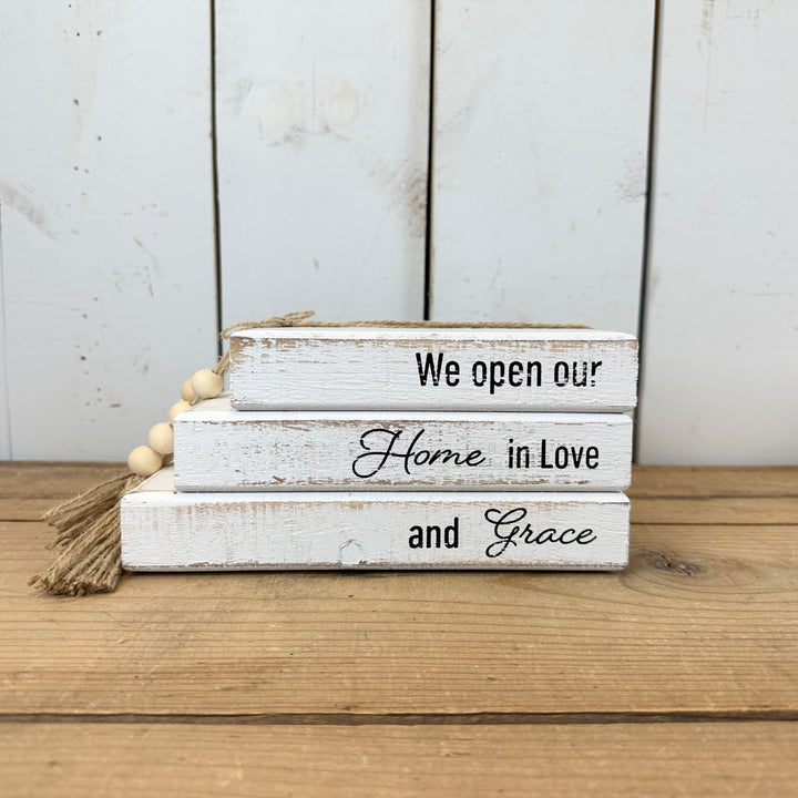 Wood Book Stacks With Sayings