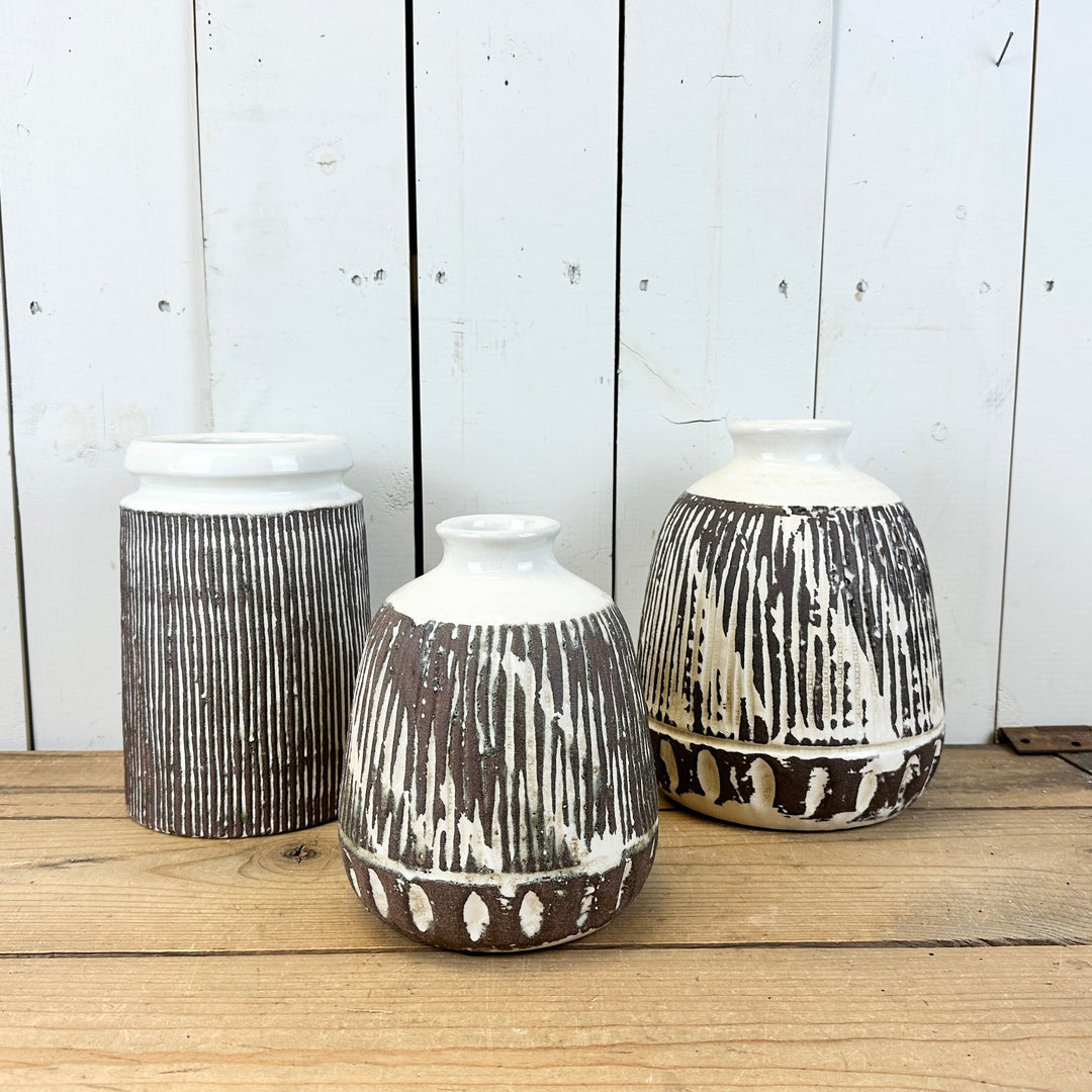 Brown and Cream Vases