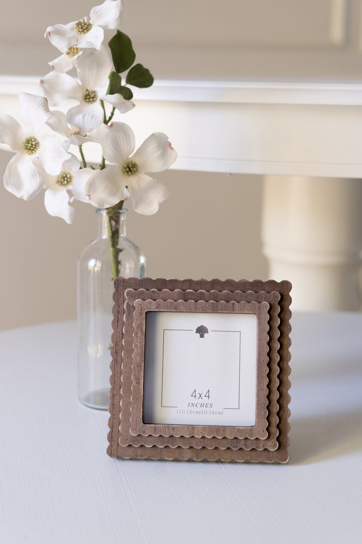 Wood Scallop Photo Frame, 4 sizes, 5 colors