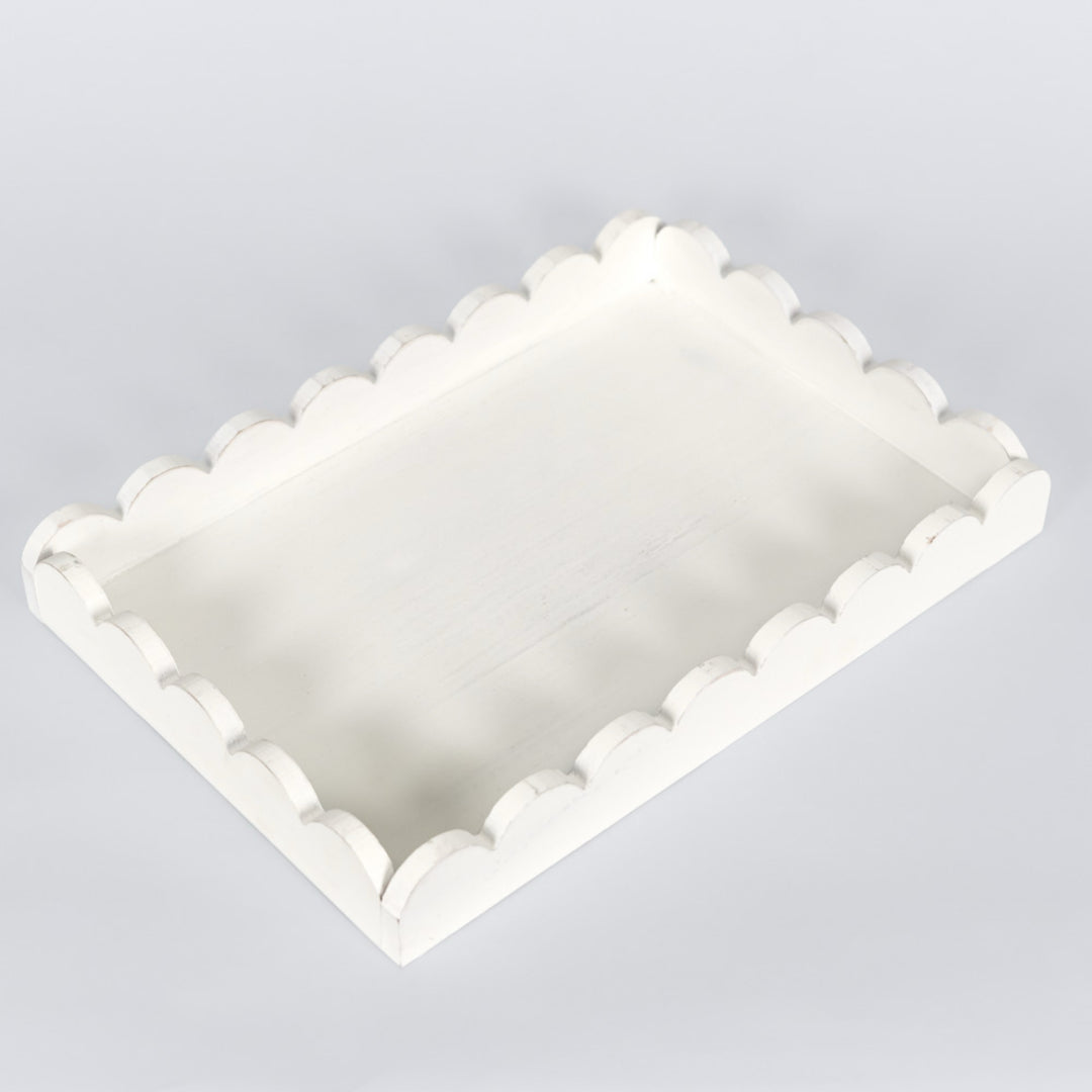 Wood Scallop Tray, 2 sizes, 4 colors