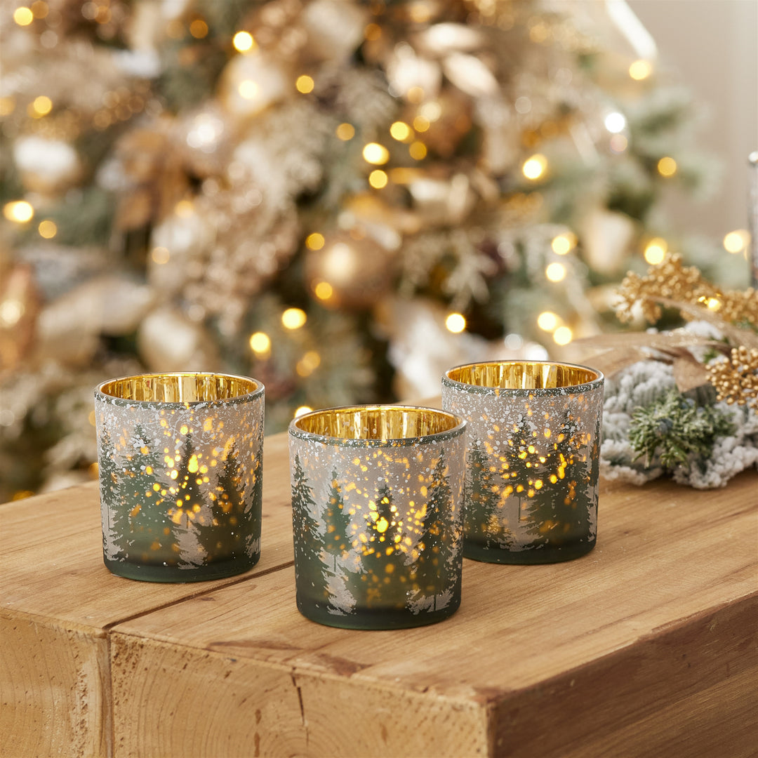 Evergreen Forest Glass Votive Holder - 3 Sizes