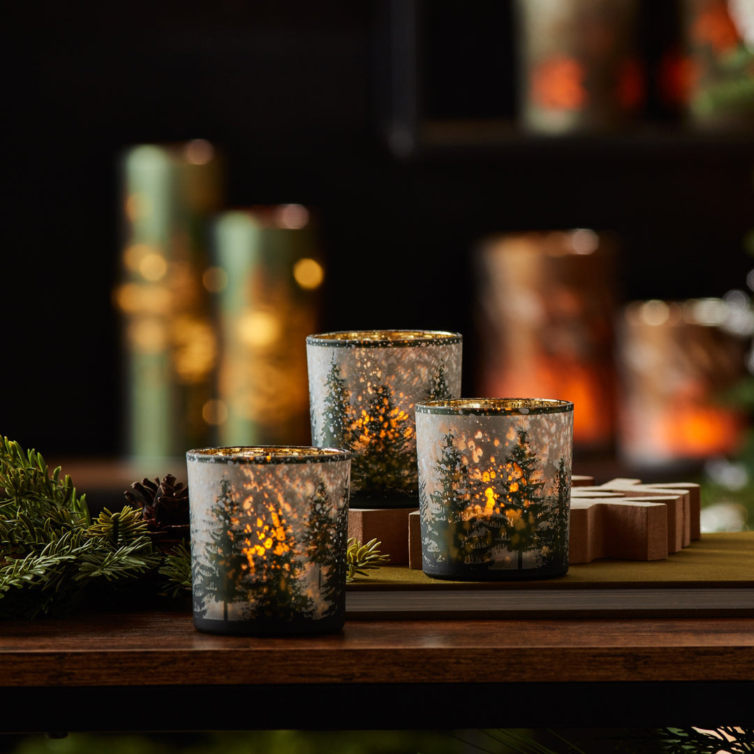 Evergreen Forest Glass Votive Holder - 3 Sizes
