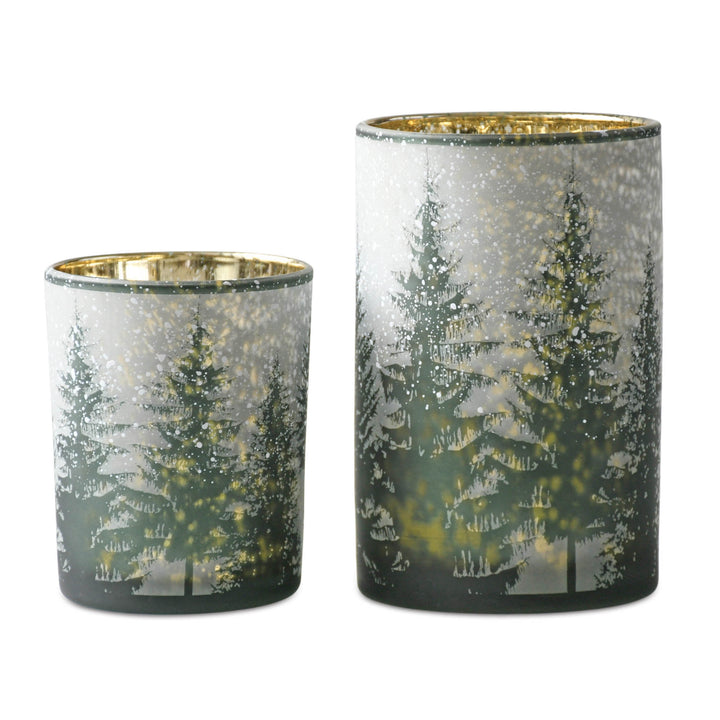 Evergreen Forest Glass Votive Holder - 3 Sizes