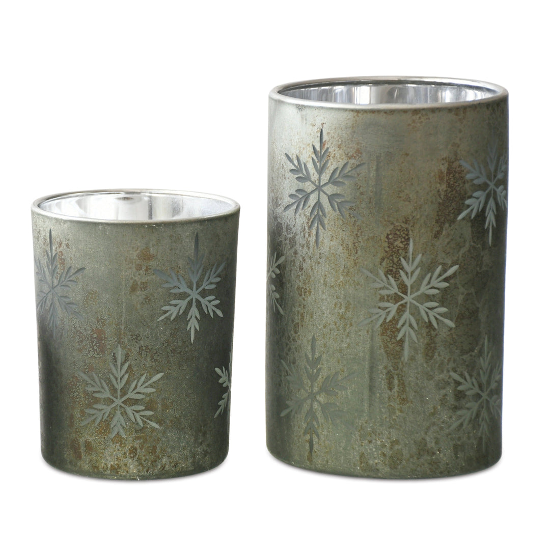 Green Snowflake Candle Holders - 3 sizes available