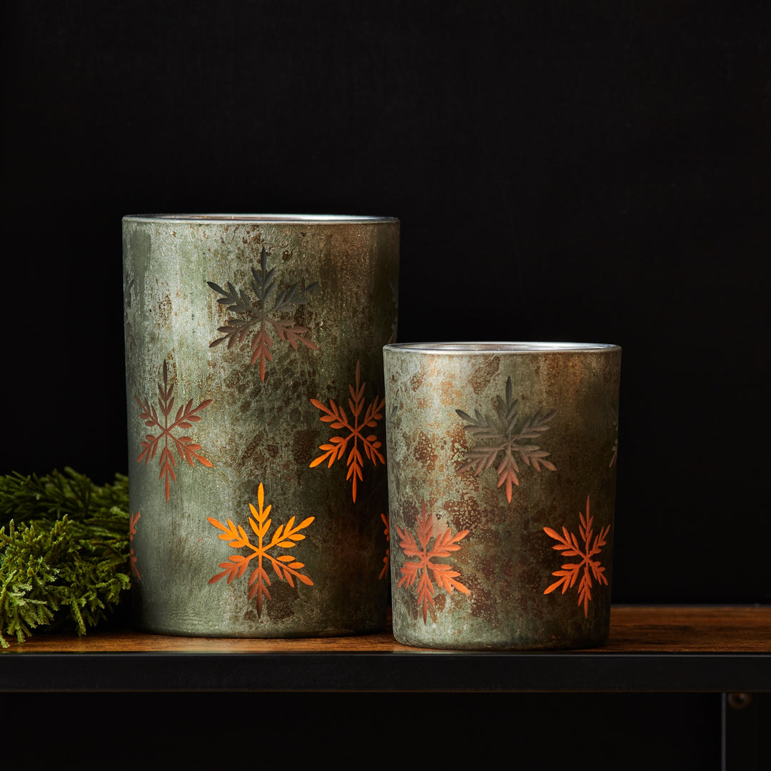 Green Snowflake Candle Holders - 3 sizes available