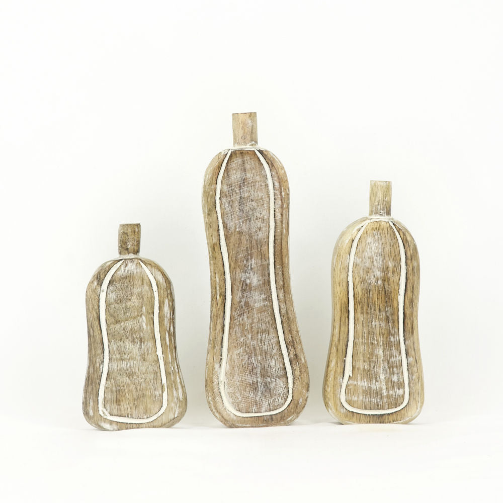 Mango Wood Natural Pumpkin Set