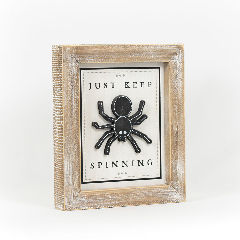 Just Keep Spinning / Pumpkin Kisses Reversible Wood Sign