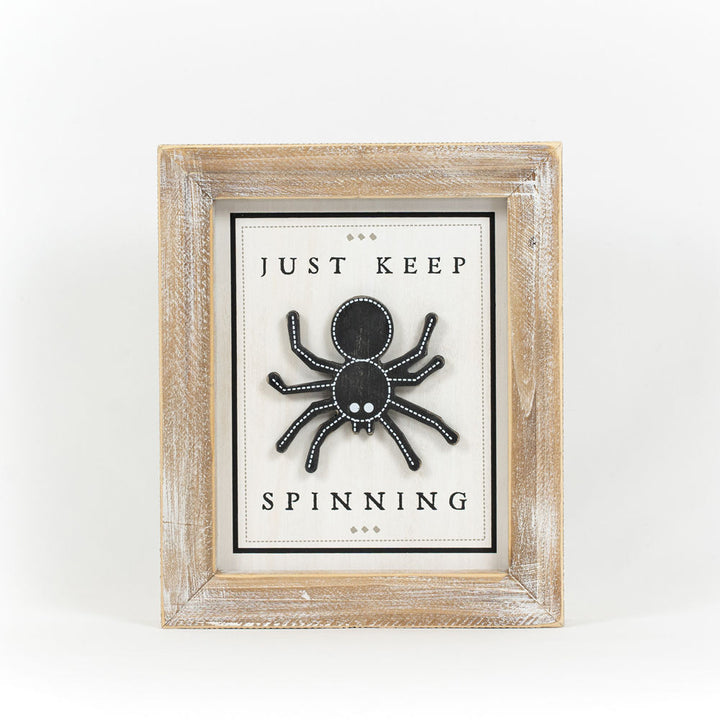 Just Keep Spinning / Pumpkin Kisses Reversible Wood Sign