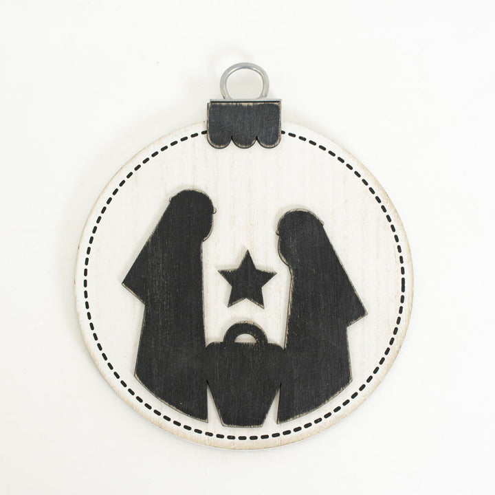 Reversible Nativity Wood Ornament