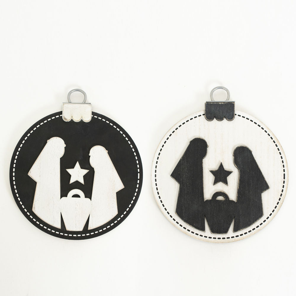 Reversible Nativity Wood Ornament