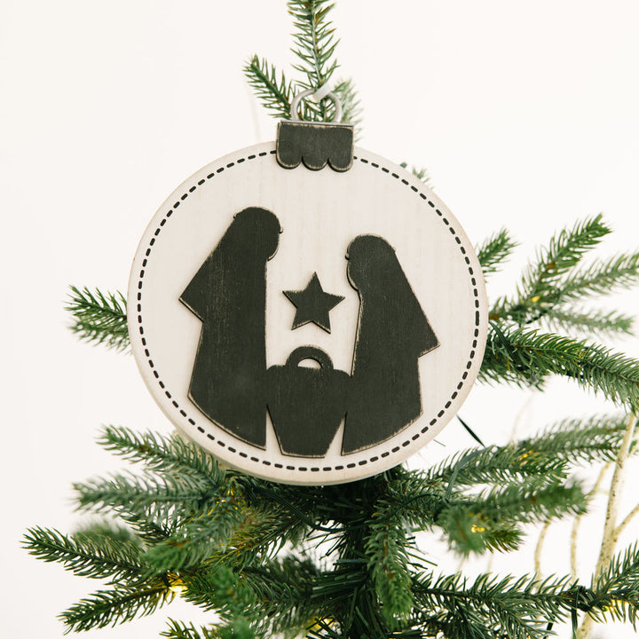 Reversible Nativity Wood Ornament