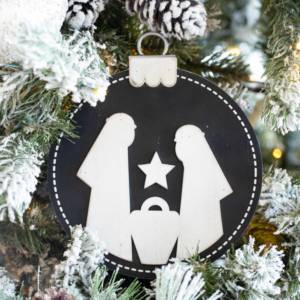 Reversible Nativity Wood Ornament