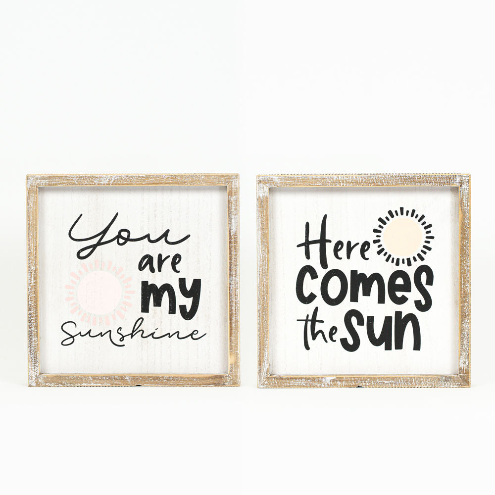 Here Comes The Sun / You Are My Sunshine Reversible Wood Sign