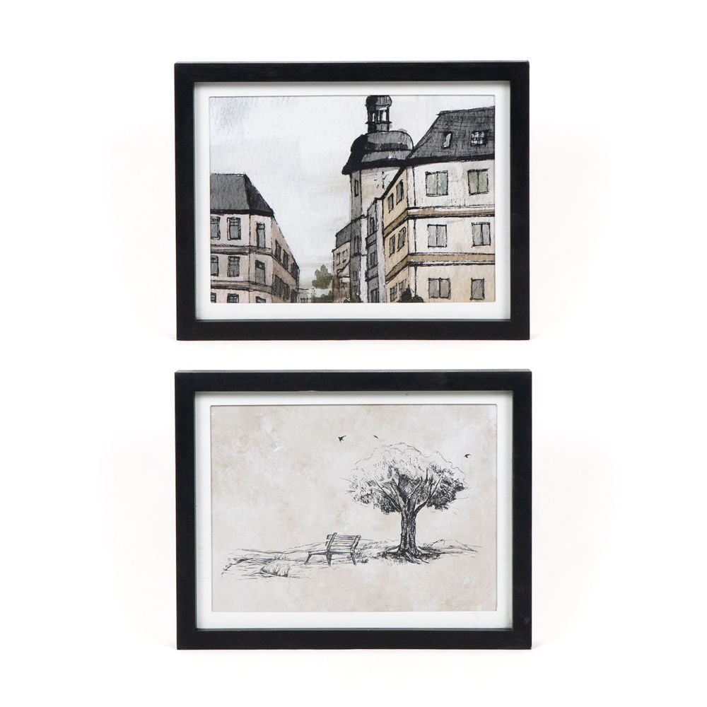 Building / Tree Reversible Wood Frame Sign