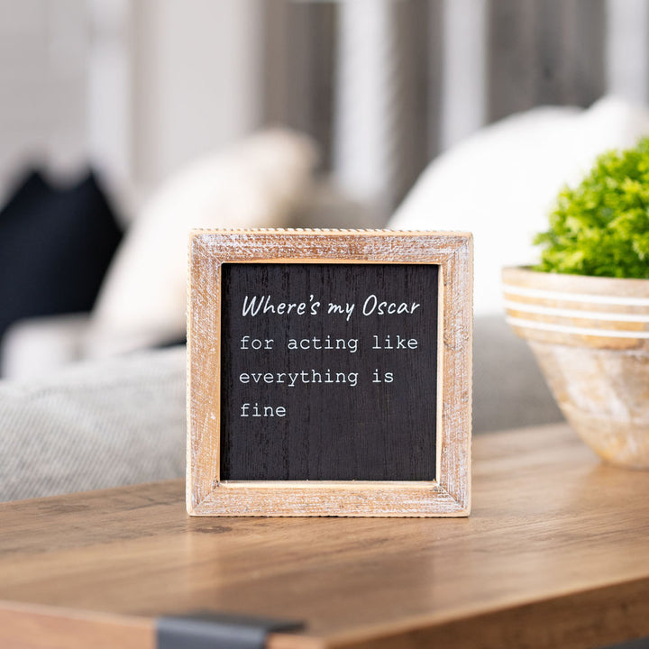 Where's my Oscar/Missed Calls Reversible Wood Frame Sign