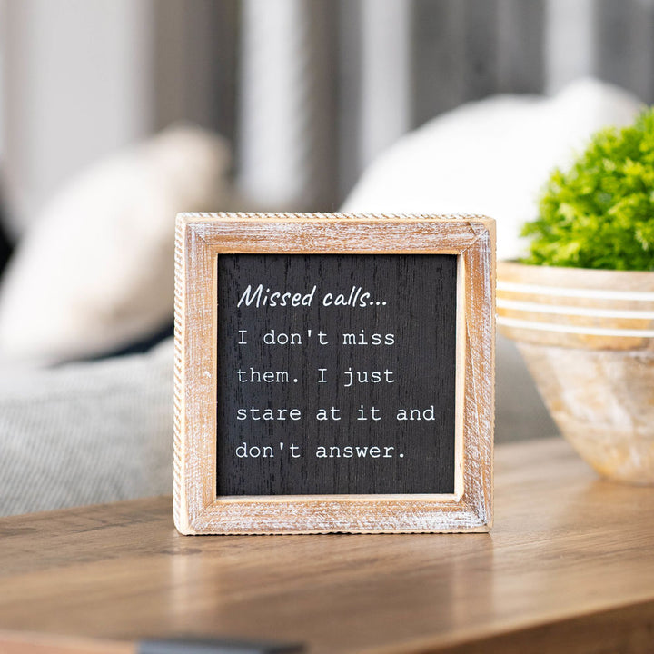 Where's my Oscar/Missed Calls Reversible Wood Frame Sign