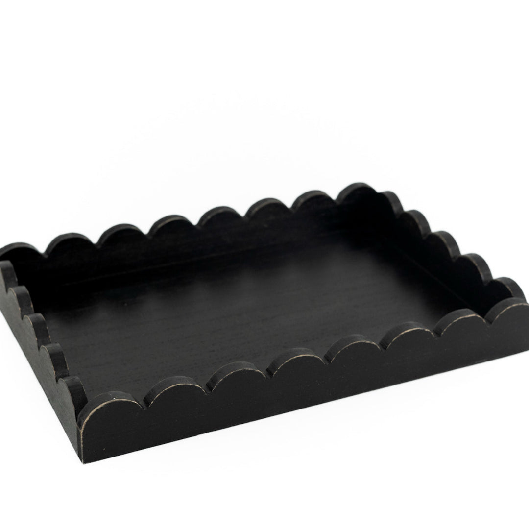 Wood Scallop Tray, 2 sizes, 4 colors